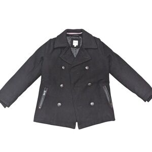 Hugo Boss Kids Pea Coat Jacket Black Wool Blend Size 8 / 126cm – Double Breasted